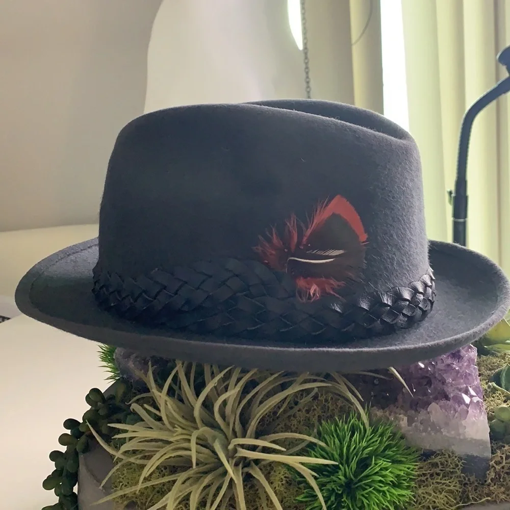 Vintage Stevens beaver Blend fedora hat slate grey men’s GQ fashion accent